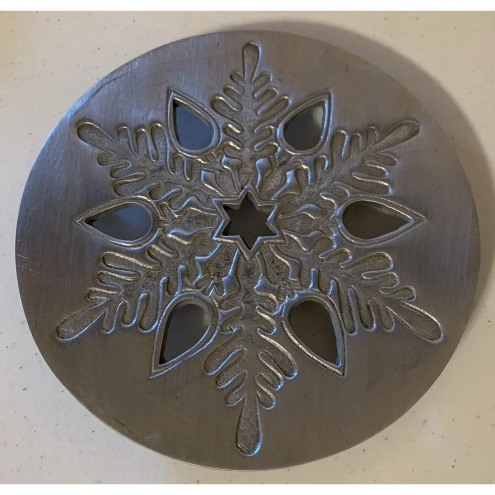 Silver Snowflake Trivet 7” Holiday Tabletop Decor or Winter Hot Pad aluminum